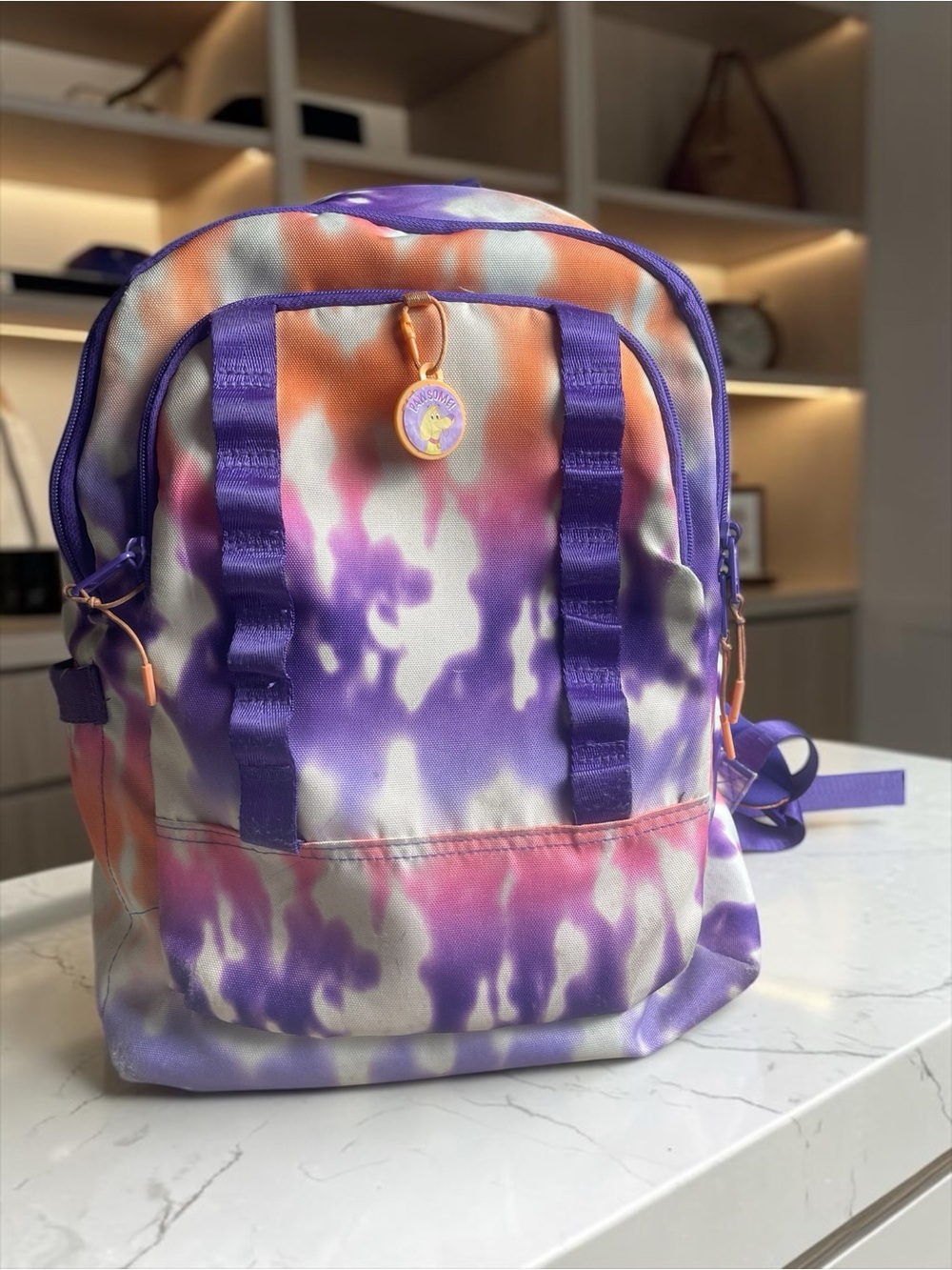 Purple & Pink Tie-Dye Canvas Backpack - Unbranded